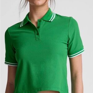 Beyond Yoga • Green Polo Crop Top - Classic Short Sleeve